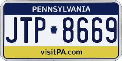 PA license plate JTP8669