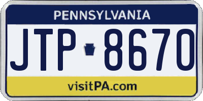 PA license plate JTP8670