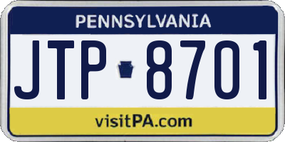 PA license plate JTP8701