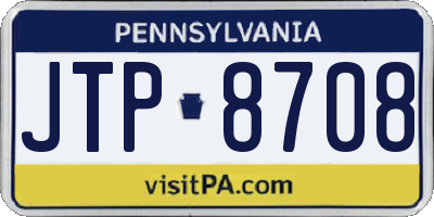 PA license plate JTP8708