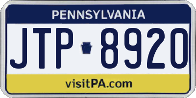 PA license plate JTP8920