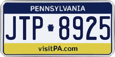 PA license plate JTP8925