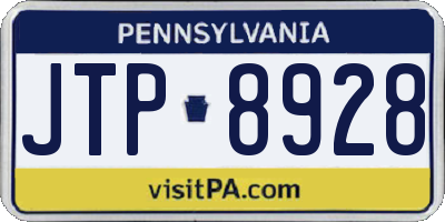 PA license plate JTP8928