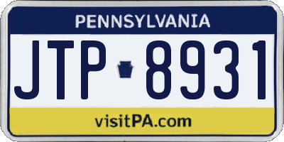 PA license plate JTP8931