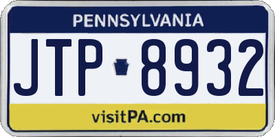 PA license plate JTP8932