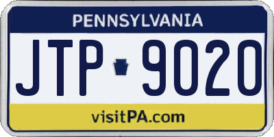 PA license plate JTP9020