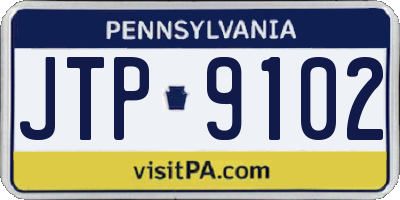 PA license plate JTP9102
