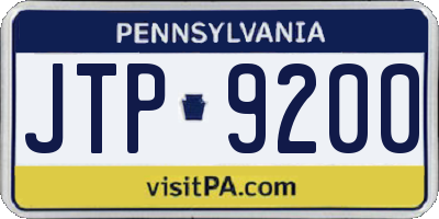 PA license plate JTP9200