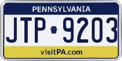 PA license plate JTP9203