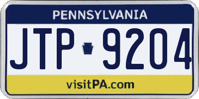 PA license plate JTP9204