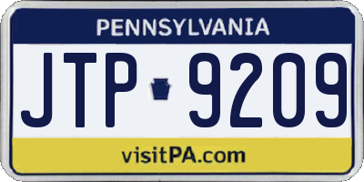 PA license plate JTP9209