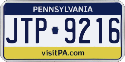 PA license plate JTP9216