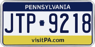PA license plate JTP9218