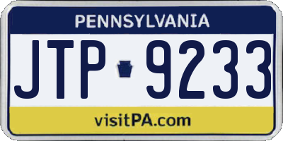 PA license plate JTP9233