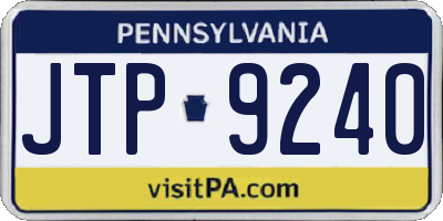 PA license plate JTP9240