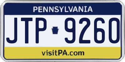PA license plate JTP9260