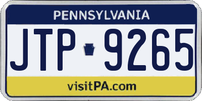 PA license plate JTP9265