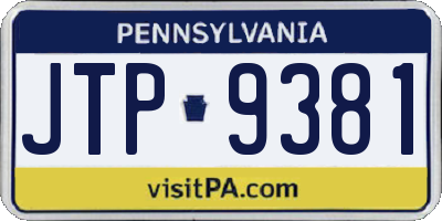 PA license plate JTP9381
