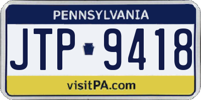 PA license plate JTP9418
