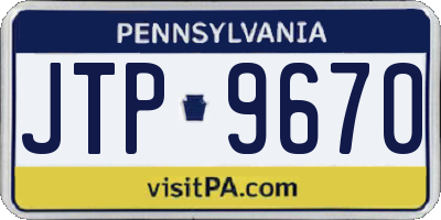 PA license plate JTP9670