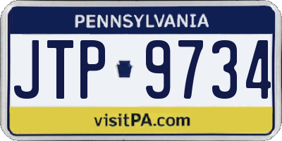 PA license plate JTP9734
