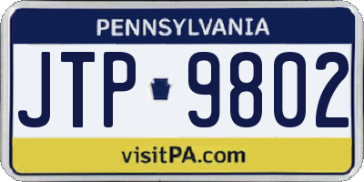 PA license plate JTP9802