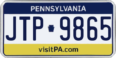 PA license plate JTP9865