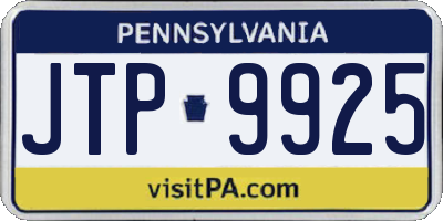 PA license plate JTP9925