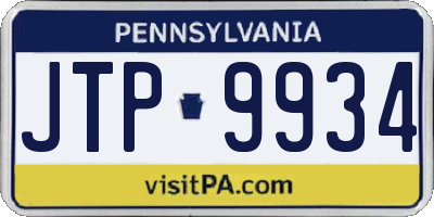 PA license plate JTP9934
