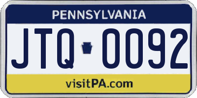 PA license plate JTQ0092