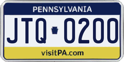 PA license plate JTQ0200