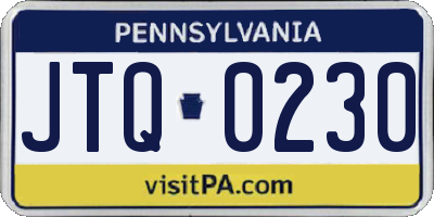 PA license plate JTQ0230