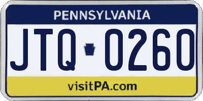PA license plate JTQ0260
