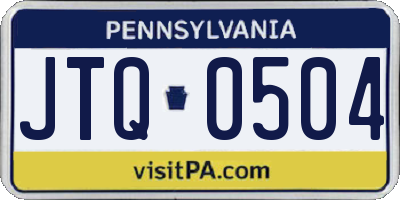 PA license plate JTQ0504