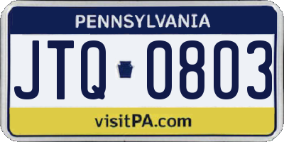 PA license plate JTQ0803