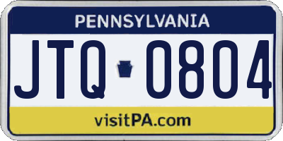 PA license plate JTQ0804