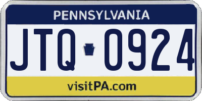 PA license plate JTQ0924