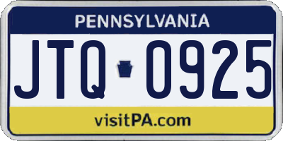 PA license plate JTQ0925