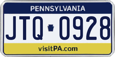 PA license plate JTQ0928