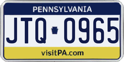 PA license plate JTQ0965