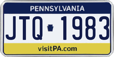 PA license plate JTQ1983