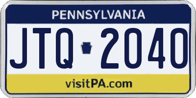 PA license plate JTQ2040