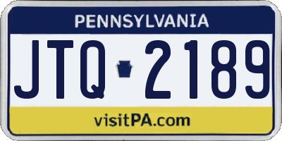 PA license plate JTQ2189