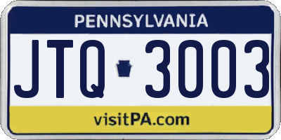 PA license plate JTQ3003