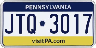 PA license plate JTQ3017
