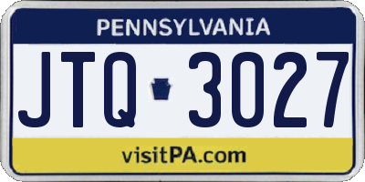 PA license plate JTQ3027