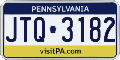 PA license plate JTQ3182