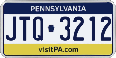 PA license plate JTQ3212