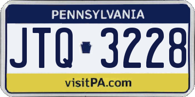 PA license plate JTQ3228