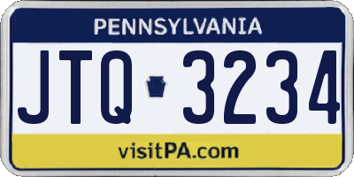 PA license plate JTQ3234